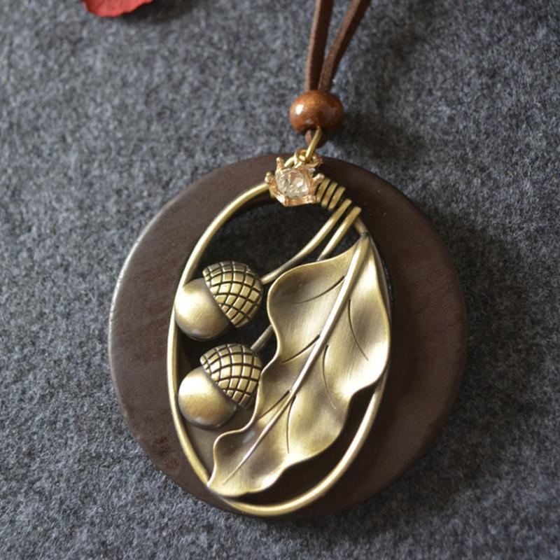 Vintage Alloy Acorn Leaf-kaulakoru