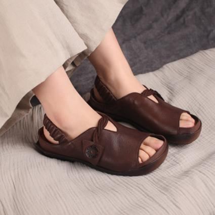 Nahkaiset Peep Toe Flats Gathered Belt Sandaalit