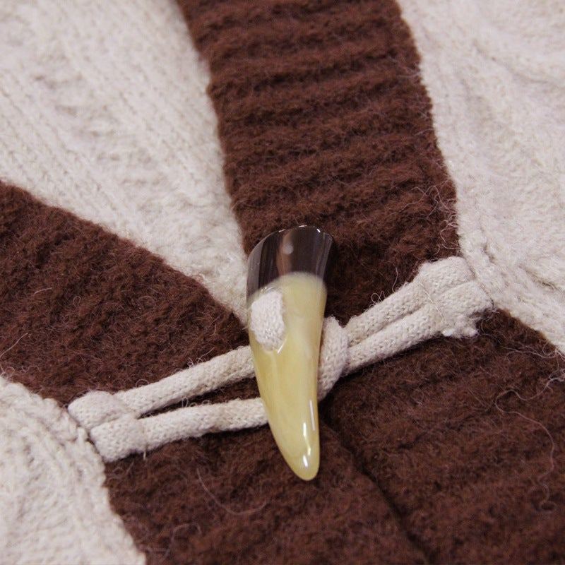 Talvi Retro Loose Villa Cotton Blended Ox Horn Button Neuletakki