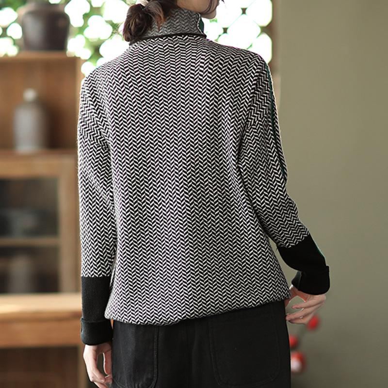 Talvi Retro Turtleneck Patchwork Neulottu Villapaita