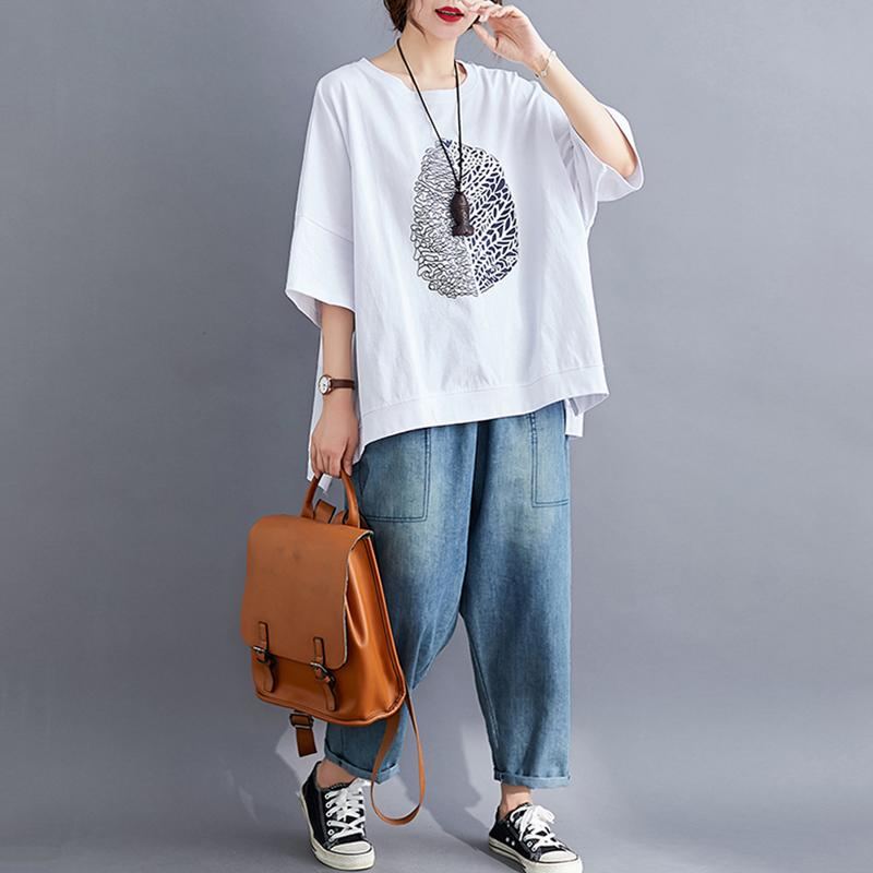 Over Size Summer Loose Casual T-paita Pinkki