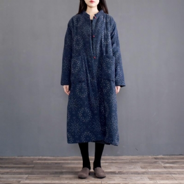 National Style Retro Print Thick Cotton Coat