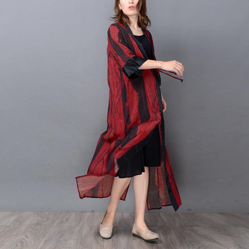 Silkki Retro Vertical Stripe Neuletakki Loose Coat