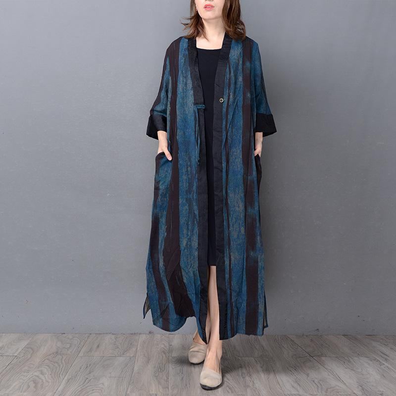 Silkki Retro Vertical Stripe Neuletakki Loose Coat