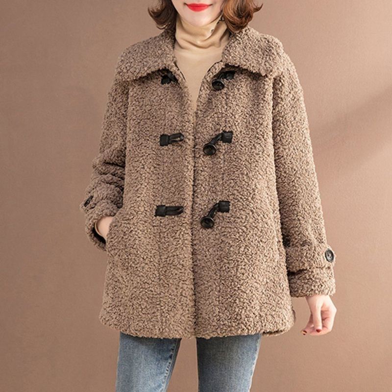 Teddy Bear Faux Cashmere Botttons-takki