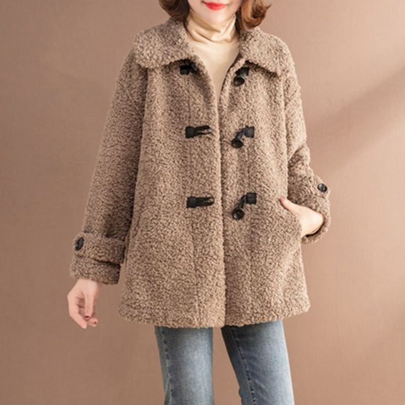 Teddy Bear Faux Cashmere Botttons-takki