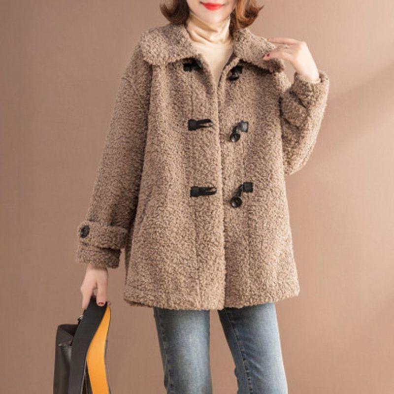 Teddy Bear Faux Cashmere Botttons-takki