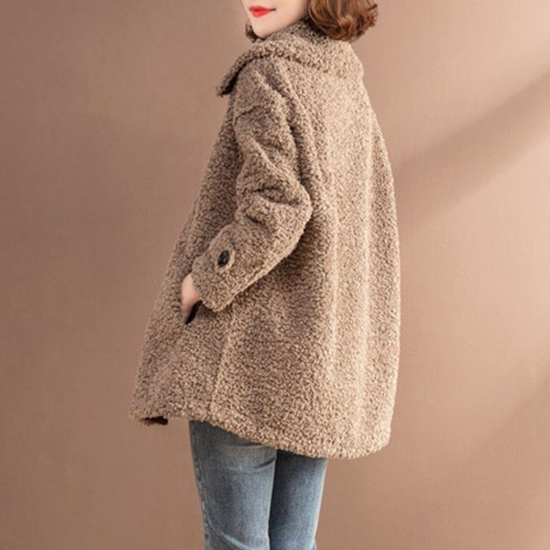 Teddy Bear Faux Cashmere Botttons-takki