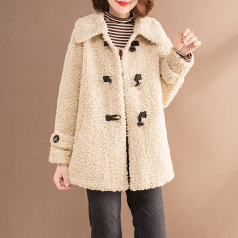 Teddy Bear Faux Cashmere Botttons-takki