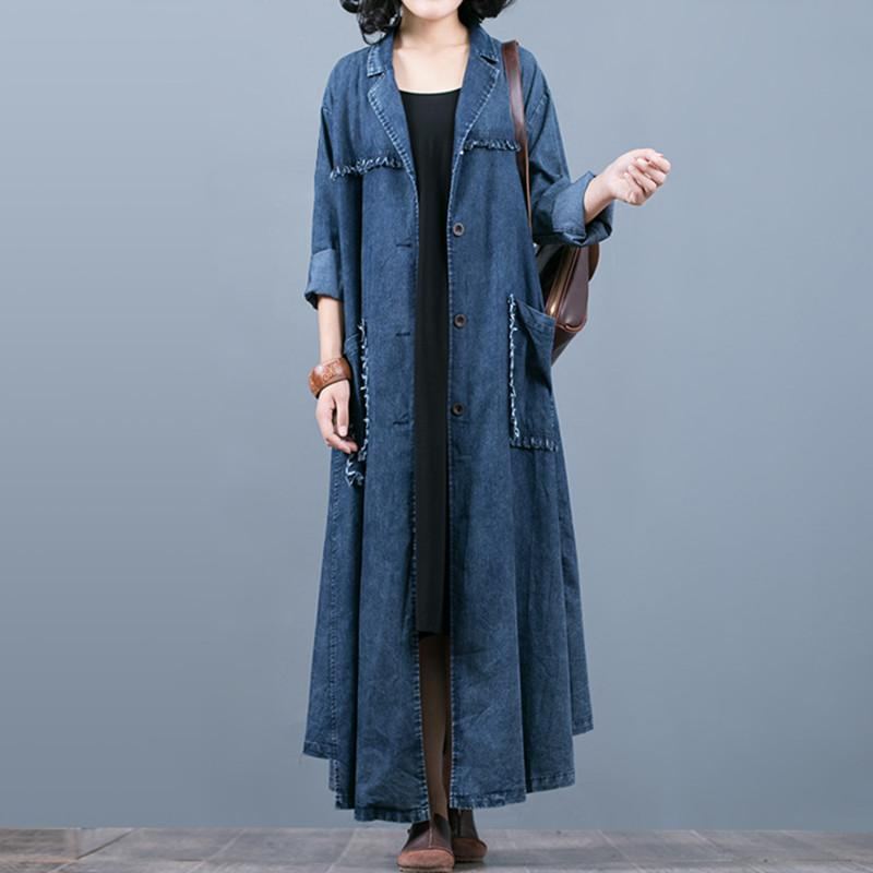 Vintage Loose Maxi Denim-takki