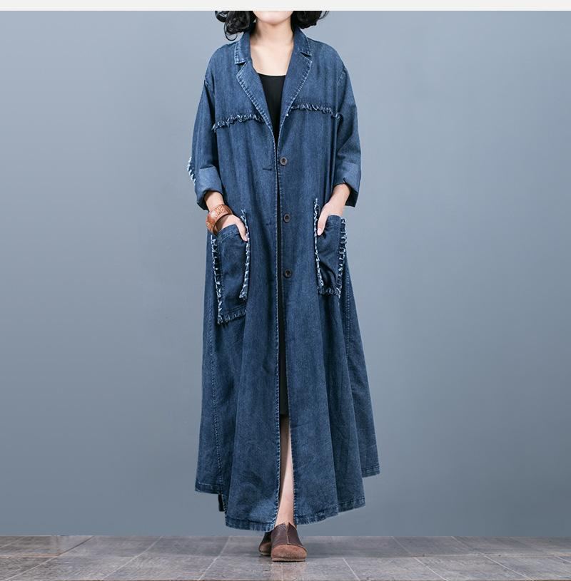 Vintage Loose Maxi Denim-takki