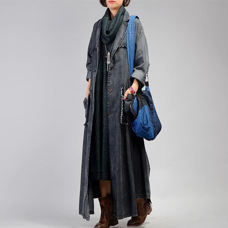 Vintage Loose Maxi Denim-takki