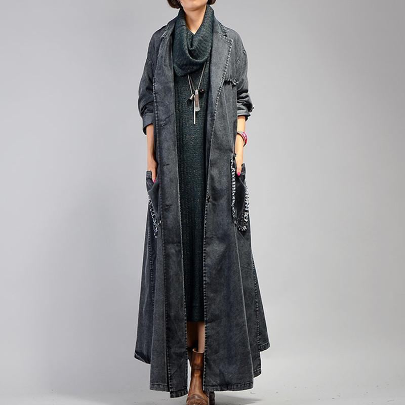 Vintage Loose Maxi Denim-takki