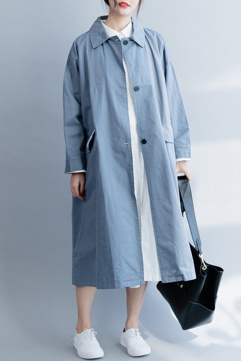 Yksinkertainen Loose Windbreaker Coat-blue