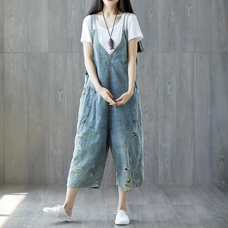 Distressed Loose Denim Rento Haalari