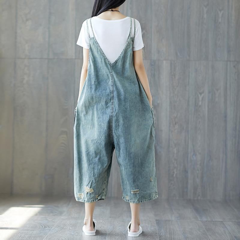 Distressed Loose Denim Rento Haalari