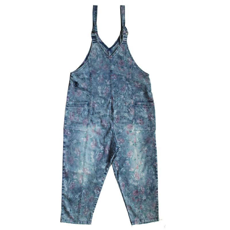 Floral Denim Löysä Rento Haalari