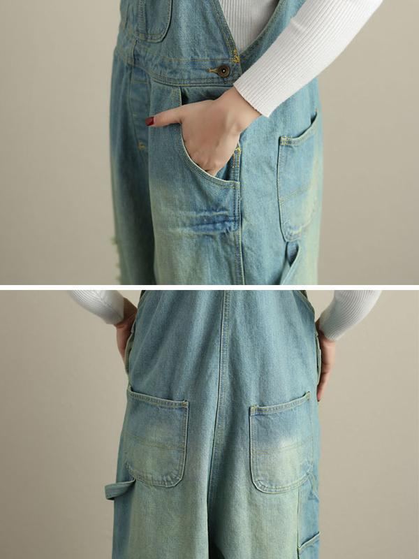 Naisten Loose Holes Denim-haalarit