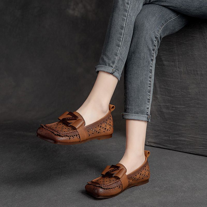 Kesävintage Ontot Nahkaiset Tasaiset Rento Loaferit