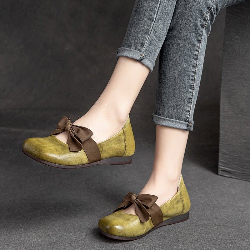 Kevään Retro Casual Bowknot Elegantti Nahkainen Loafers