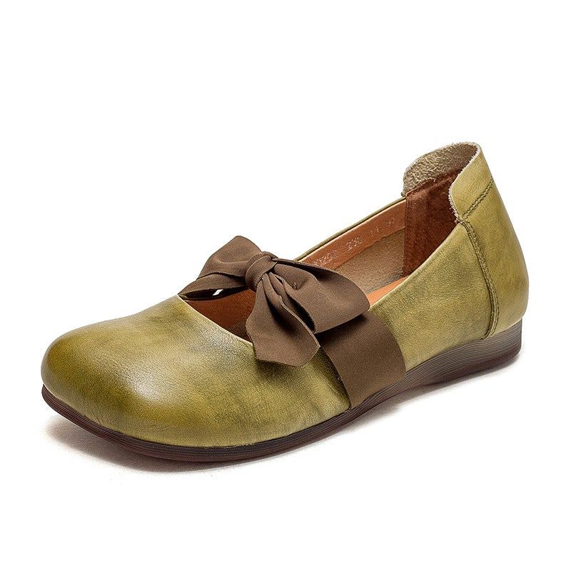 Kevään Retro Casual Bowknot Elegantti Nahkainen Loafers