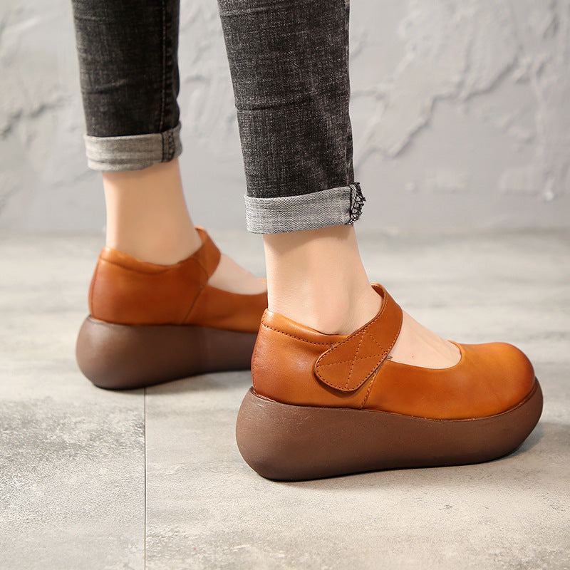 Naisten Kevät Kesä Retro Casual Nahkaiset Tarranauhat Loaferit