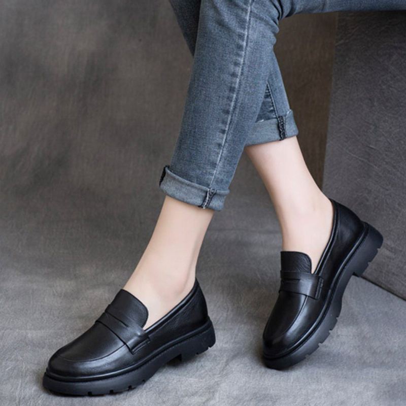 Spring Leather British Round Toe Loafers-kengät