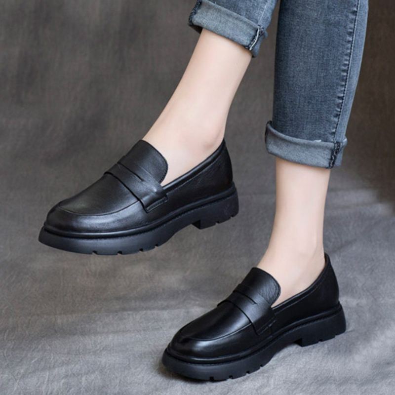 Spring Leather British Round Toe Loafers-kengät