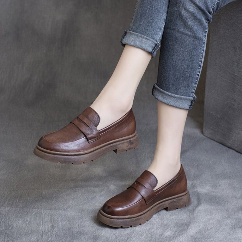 Spring Leather British Round Toe Loafers-kengät