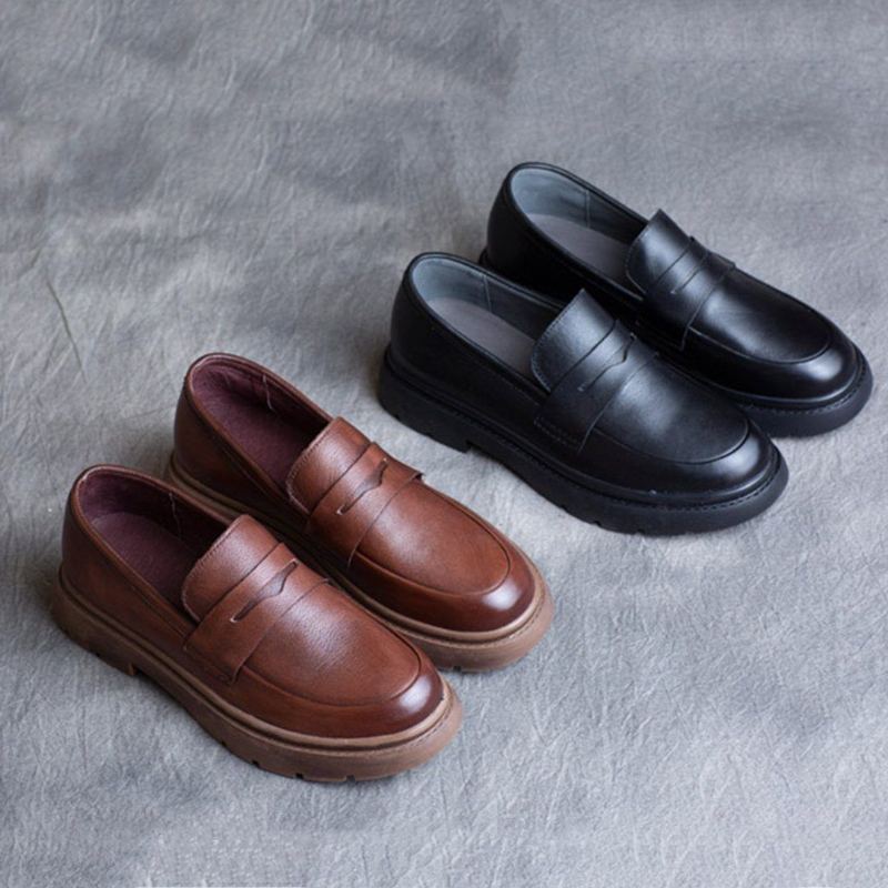 Spring Leather British Round Toe Loafers-kengät