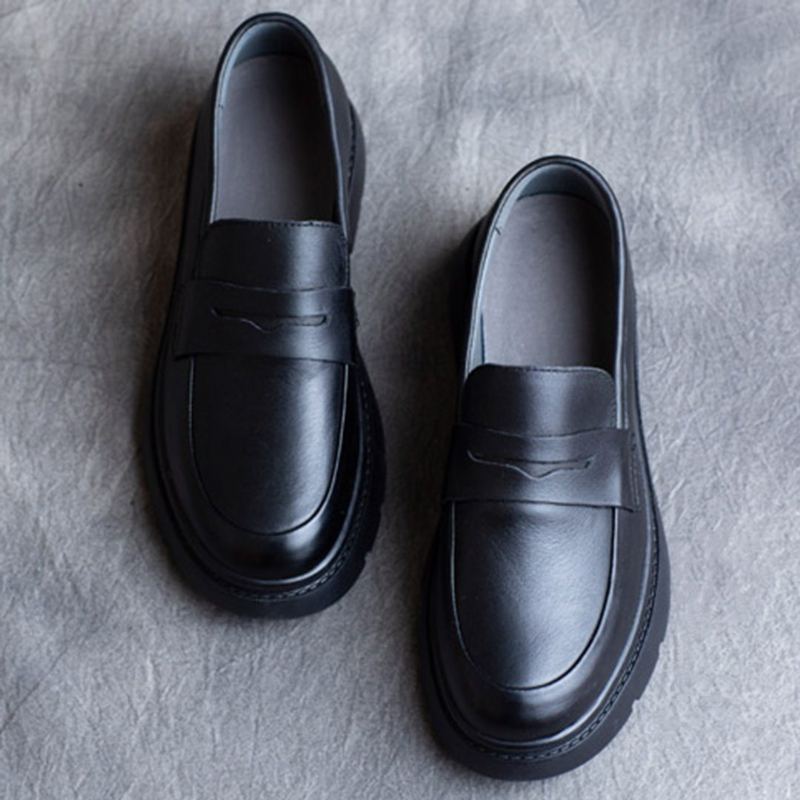 Spring Leather British Round Toe Loafers-kengät