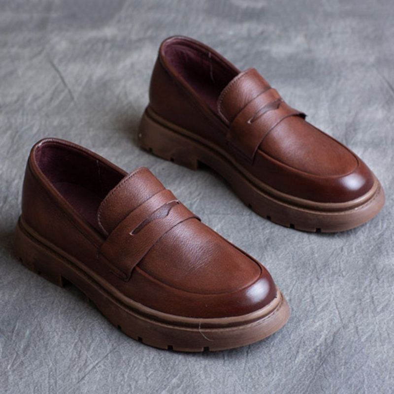 Spring Leather British Round Toe Loafers-kengät