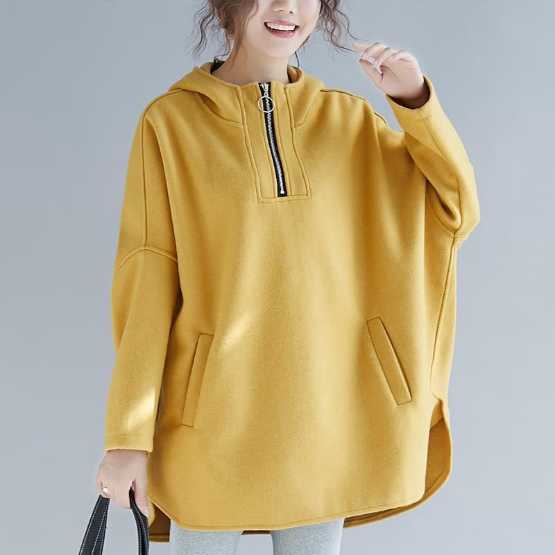 Loose Cotton Fleece Casual Huppari