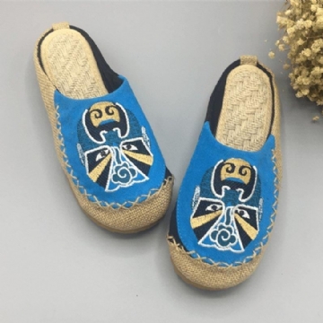 Naisten Peking Opera Kasvohoito Brodeeratut Casual Flats Kotitossut