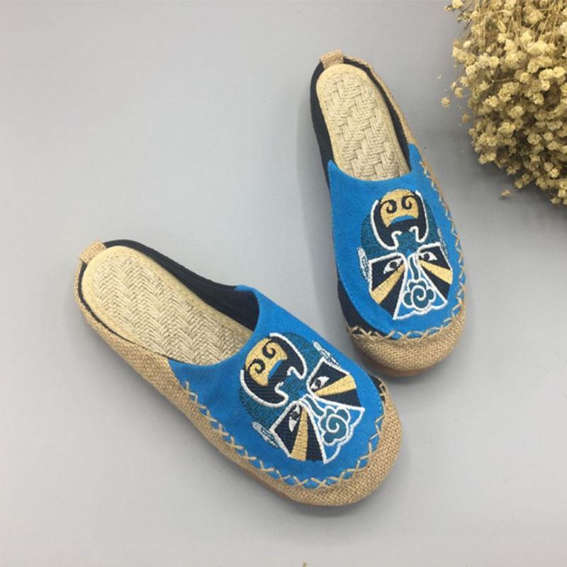 Naisten Peking Opera Kasvohoito Brodeeratut Casual Flats Kotitossut