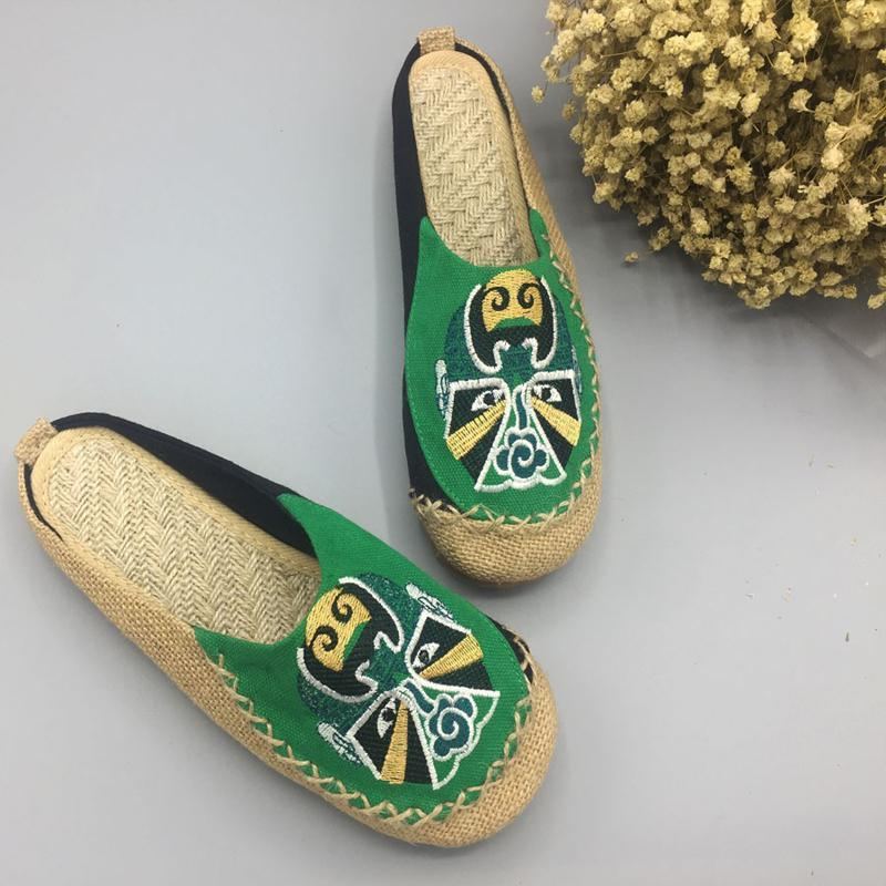 Naisten Peking Opera Kasvohoito Brodeeratut Casual Flats Kotitossut