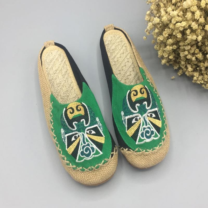 Naisten Peking Opera Kasvohoito Brodeeratut Casual Flats Kotitossut