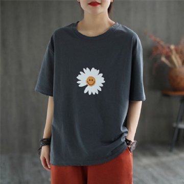 Crew Neck Printed Casual Simple T-paita