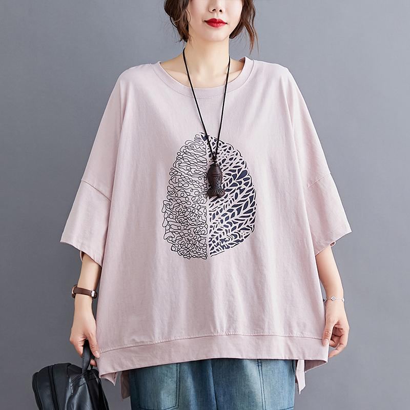 Over Size Summer Loose Casual T-paita Pinkki