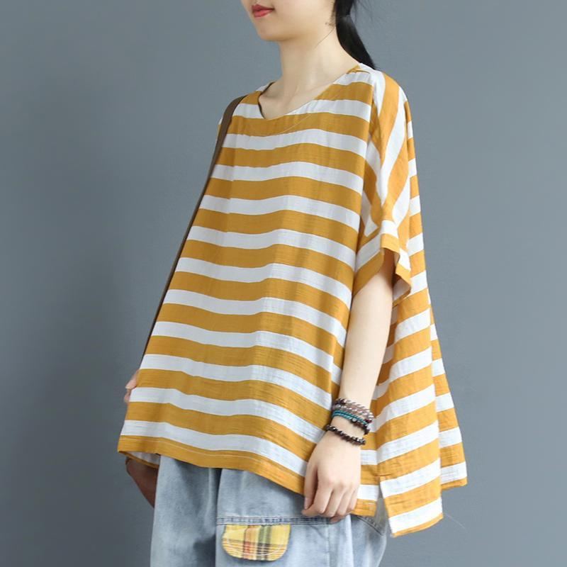 Puuvillainen Pellava Loose Stripe T-paita