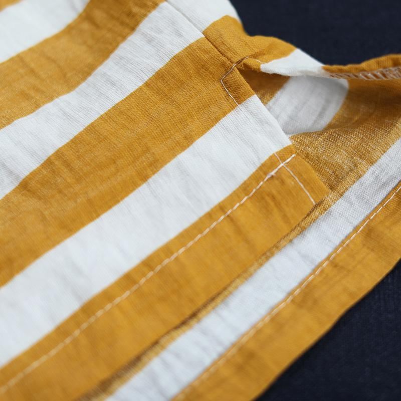 Puuvillainen Pellava Loose Stripe T-paita