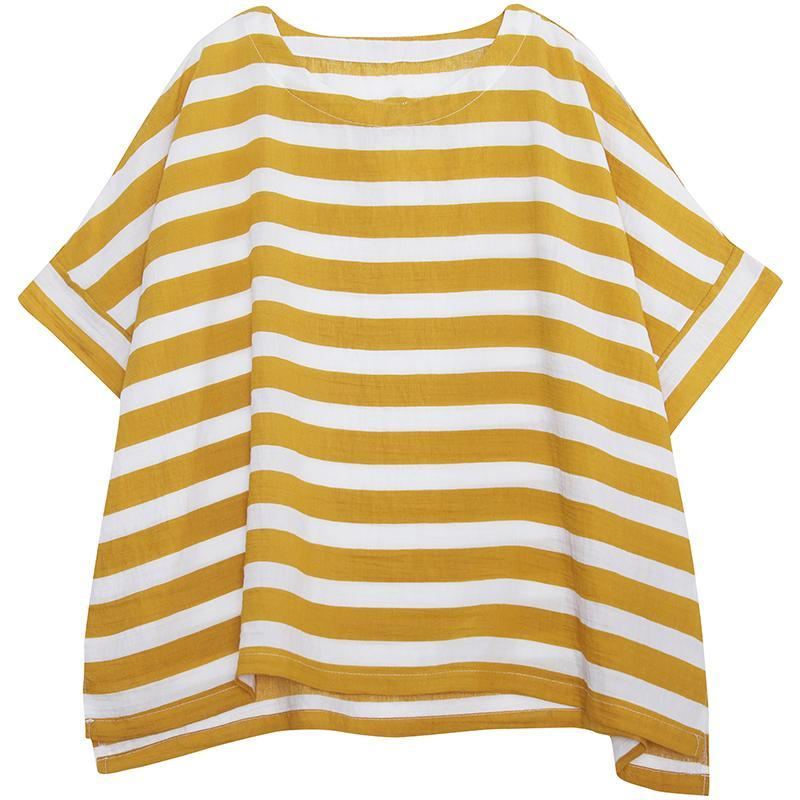 Puuvillainen Pellava Loose Stripe T-paita