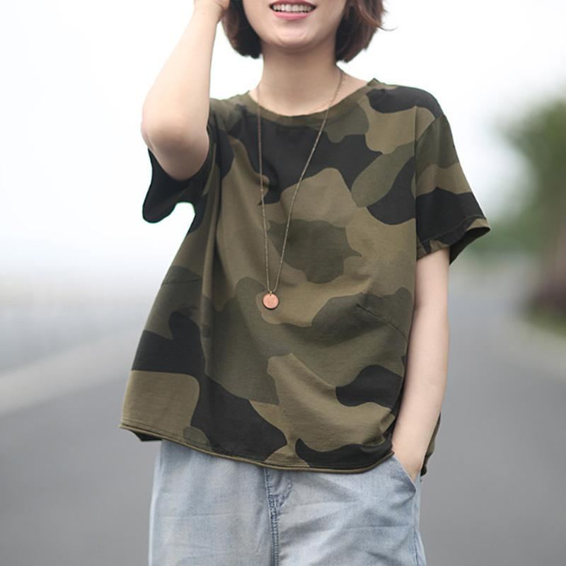 Rento Loose Cotton Camouflage T-paita