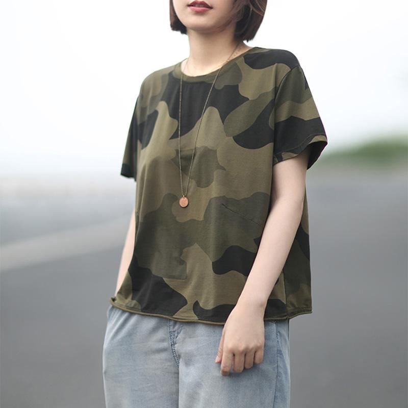 Rento Loose Cotton Camouflage T-paita