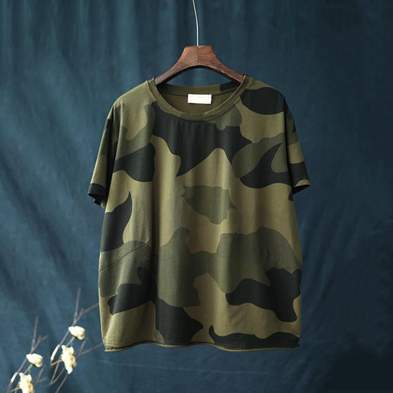 Rento Loose Cotton Camouflage T-paita