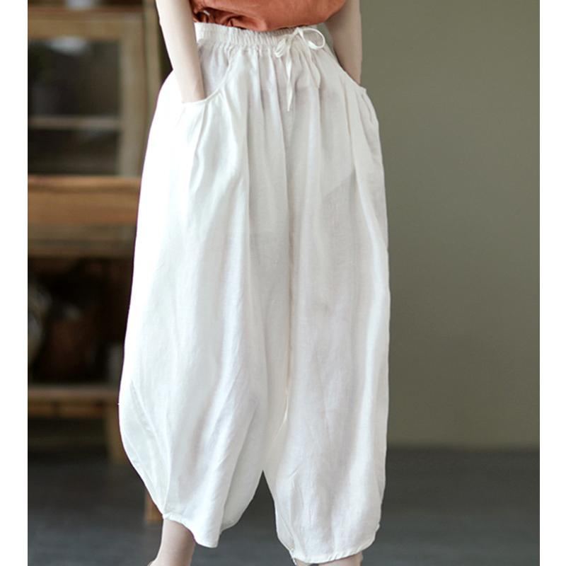 Bloomers Retro Summer Loose Cotton Pellavahousut