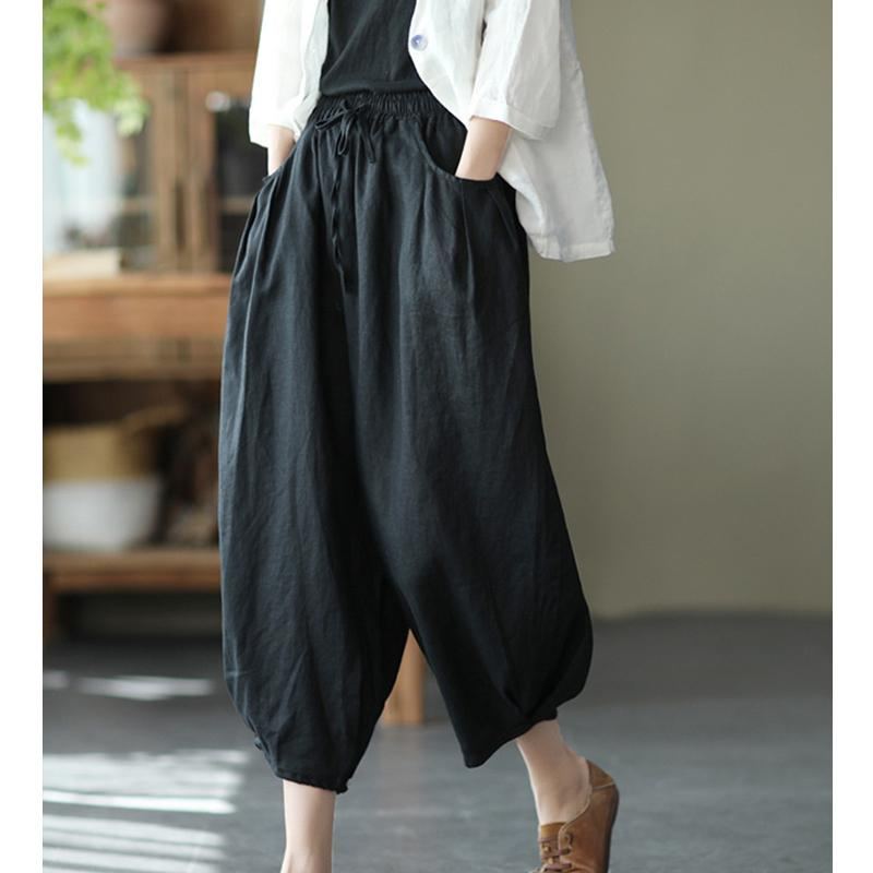 Bloomers Retro Summer Loose Cotton Pellavahousut