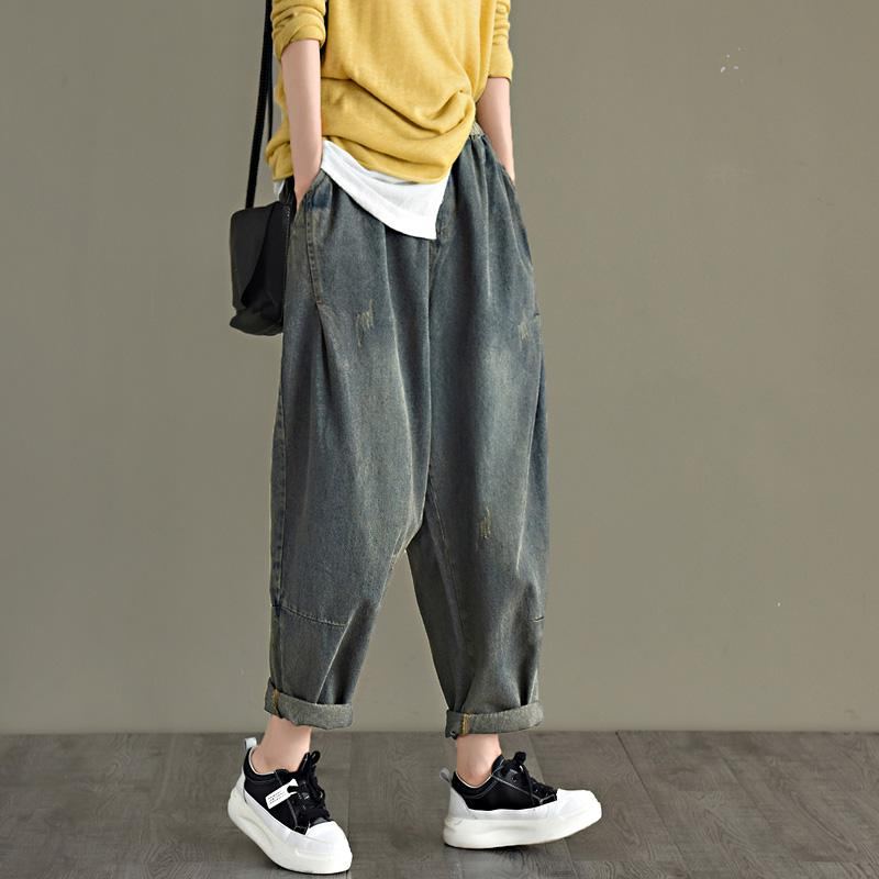 Kevät Retro Cotton Denim Harem Pants