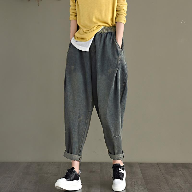 Kevät Retro Cotton Denim Harem Pants