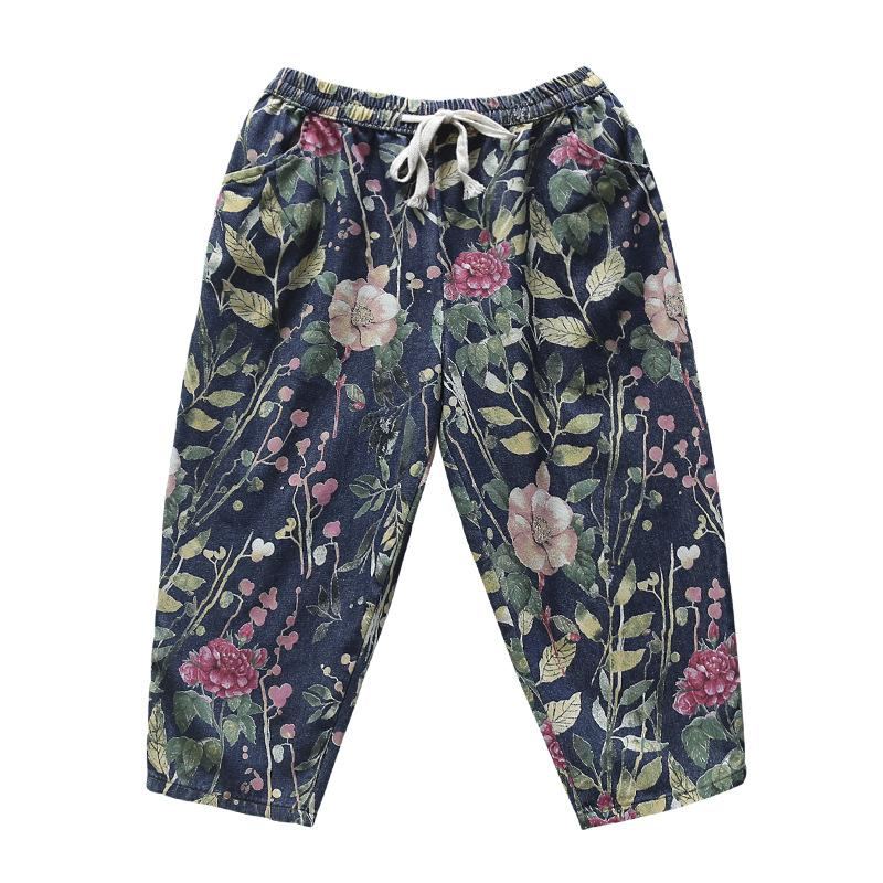 Kevätkesä Loose Floral Print Hallen Denim Pants